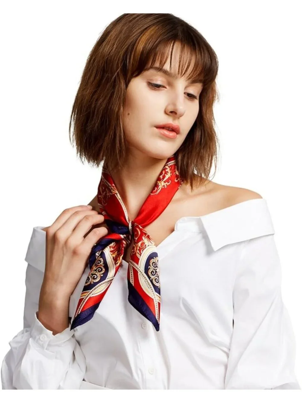100% Mulberry Silk Lightweight Square Scarf - Breathable Digital Print